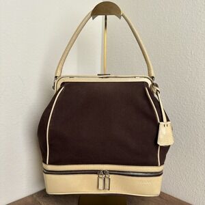 Vintage Prada Canapa Cerniera Bag Brown Beige With COA‎ Made In Italy